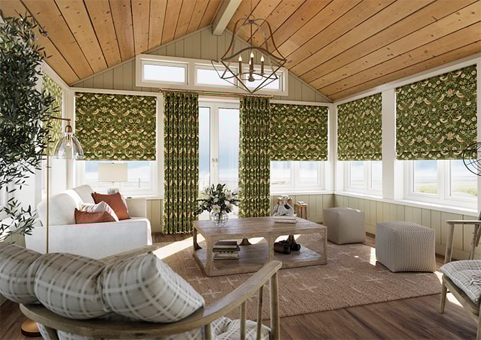 William Morris At Home Strawberry Thief Velvet, Nettle - Twist&Fit Roman Blind - Image 7